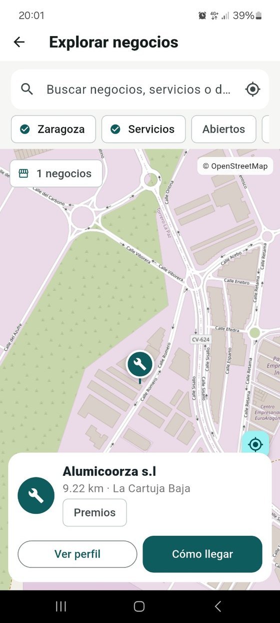 Mapa de negocios cercanos en Círculo Local
